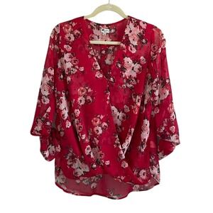 Kut from the Kloth - Syndi Blouse | Women's M, suplice neckline, sheer‎ floral